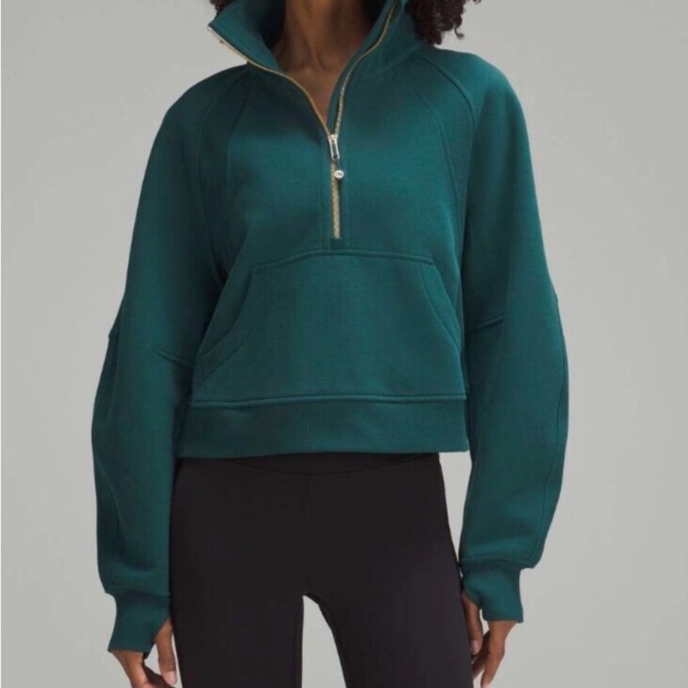 Lululemon Storm Teal and Gold Zip Scuba Half-Zip Pullover Jacket M/L